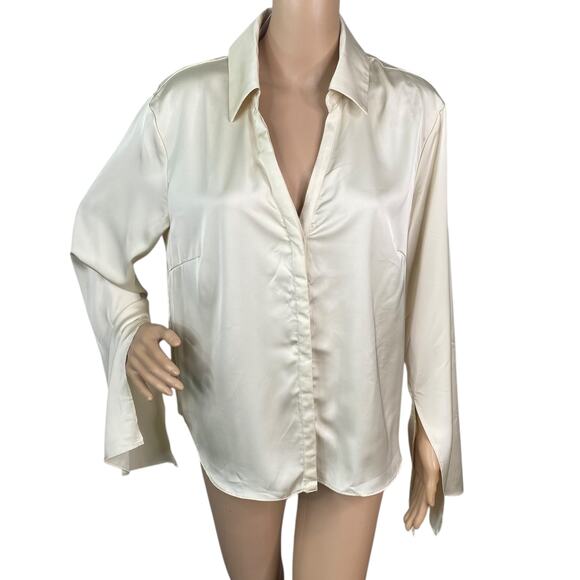 Anthropologie NWT Sunday In Brooklyn Silky Button Down Shirt SZ L - Picture 4 of 12